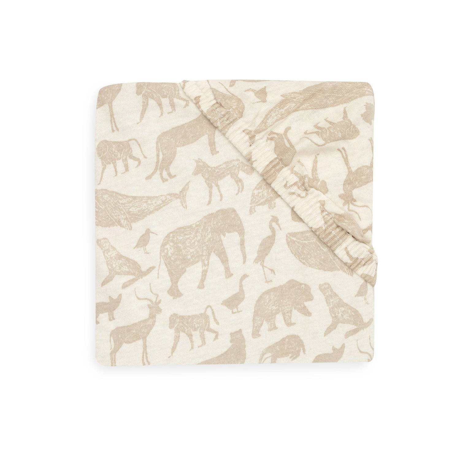 Jollein katoenen jersey wieg hoeslaken 40 50x80 90cm Animals Nougat