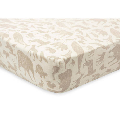 Jollein katoenen jersey wieg hoeslaken 40/50x80/90cm Animals - Nougat afbeelding