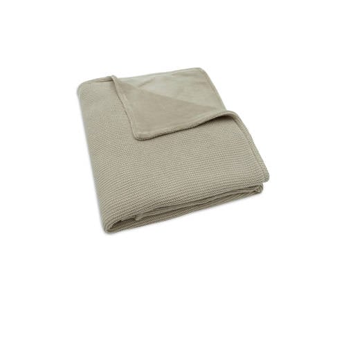 Jollein baby ledikantdeken 100x150cm Basic Knit - Olive Green/Fleece afbeelding