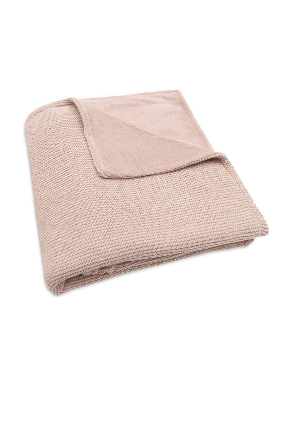 Jollein baby ledikantdeken 100x150cm Basic Knit - Wild Rose/Fleece