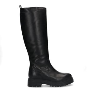 chunky leren laarzen zwart