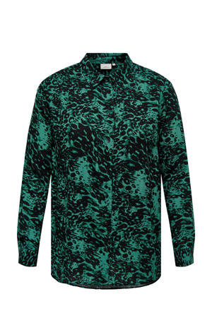 blouse CAROTTELIA met all over print groen/zwart