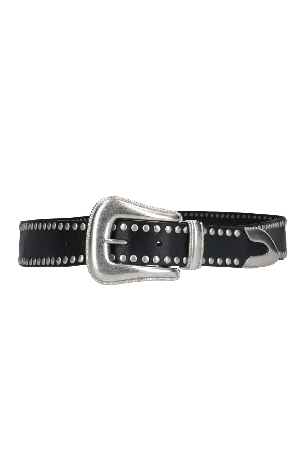 Sacha leren riem met studs zwart