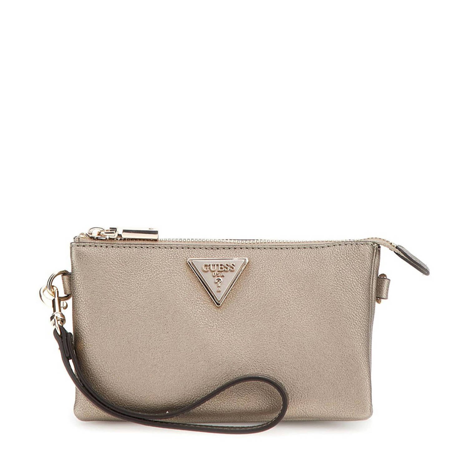 Guess Triple Compartiment Latona Mini Clutch Beige Dames