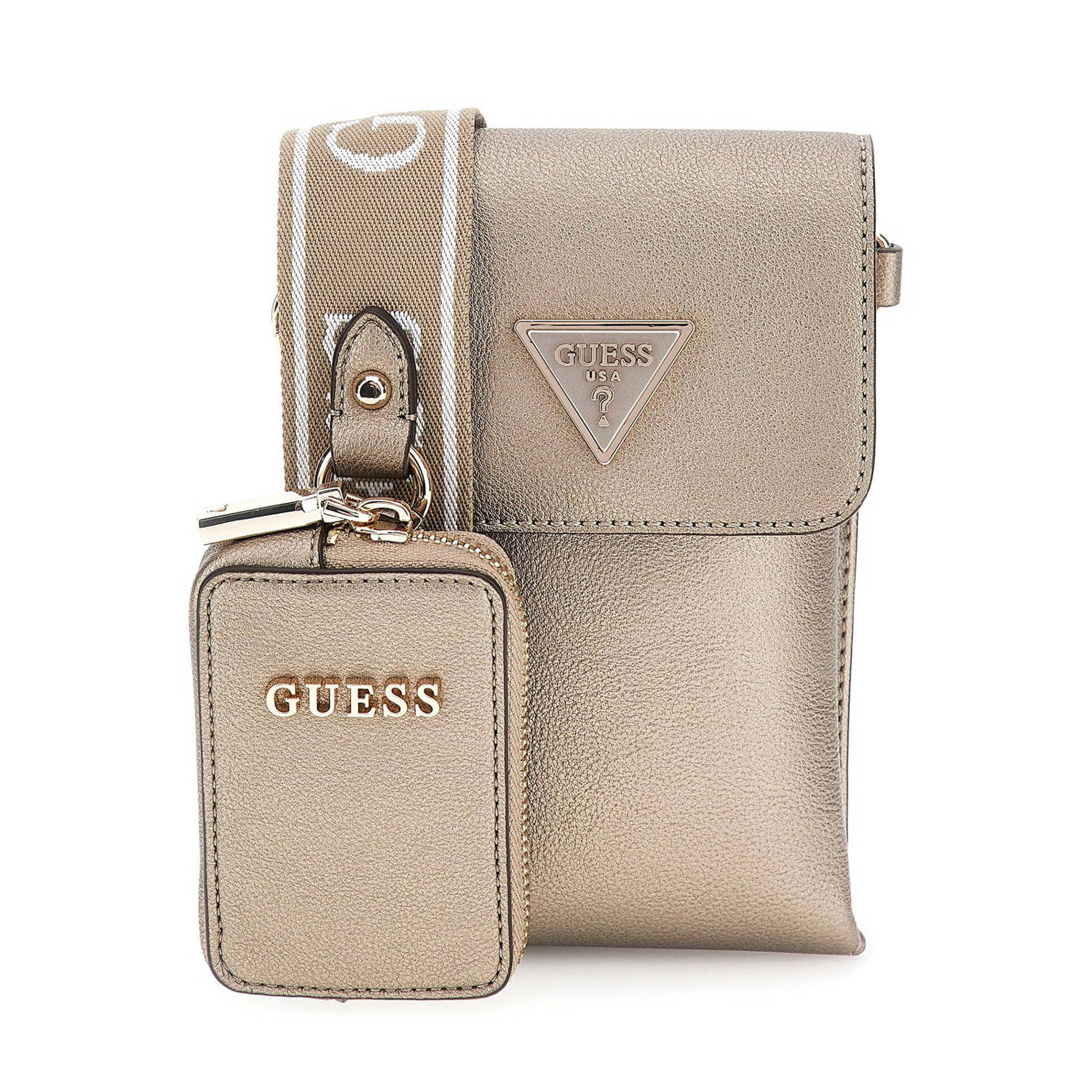 GUESS metallic telefoontasje Latona champagne