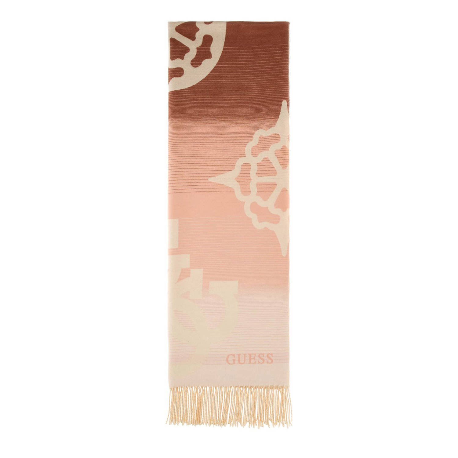 GUESS sjaal met logoprint roze bruin