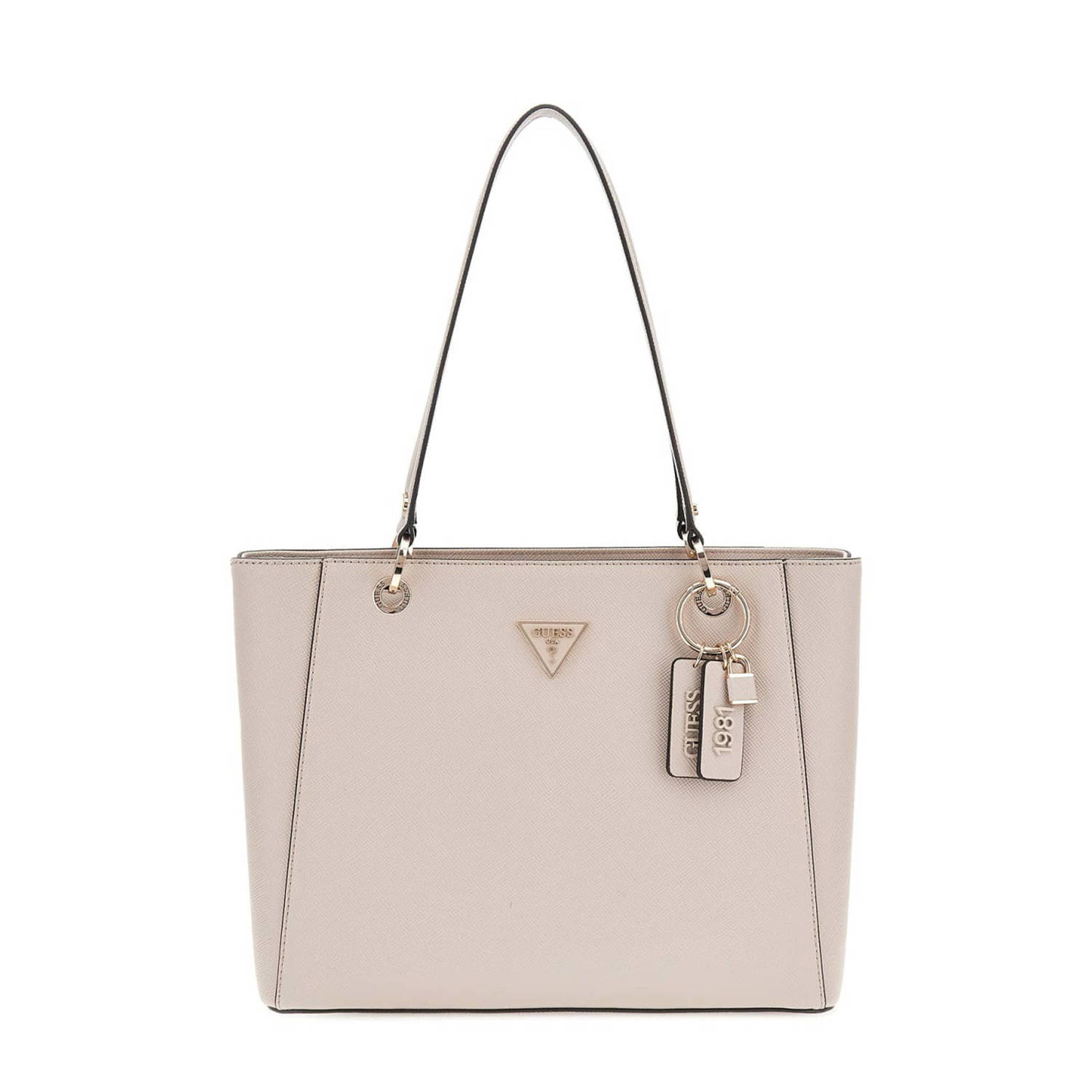 Guess Beige Handtas Noelle 2 Compartimenten Binnenzakken Beige Dames
