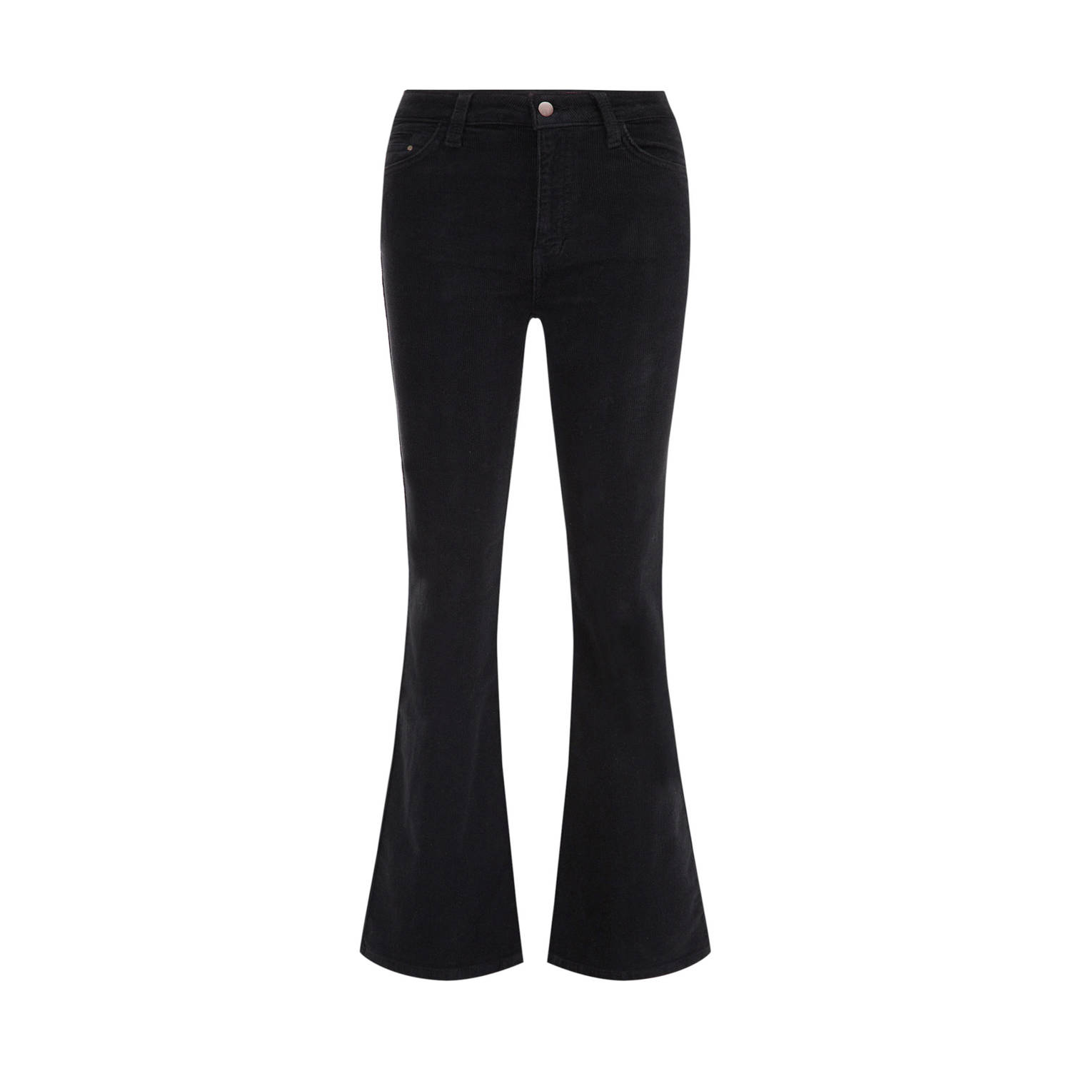 WE Fashion Curve corduroy flared broek zwart