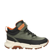 thumbnail: Groene jongens Geox Flexyper Plus sneakers van imitatieleer met chunky hak en klittenband