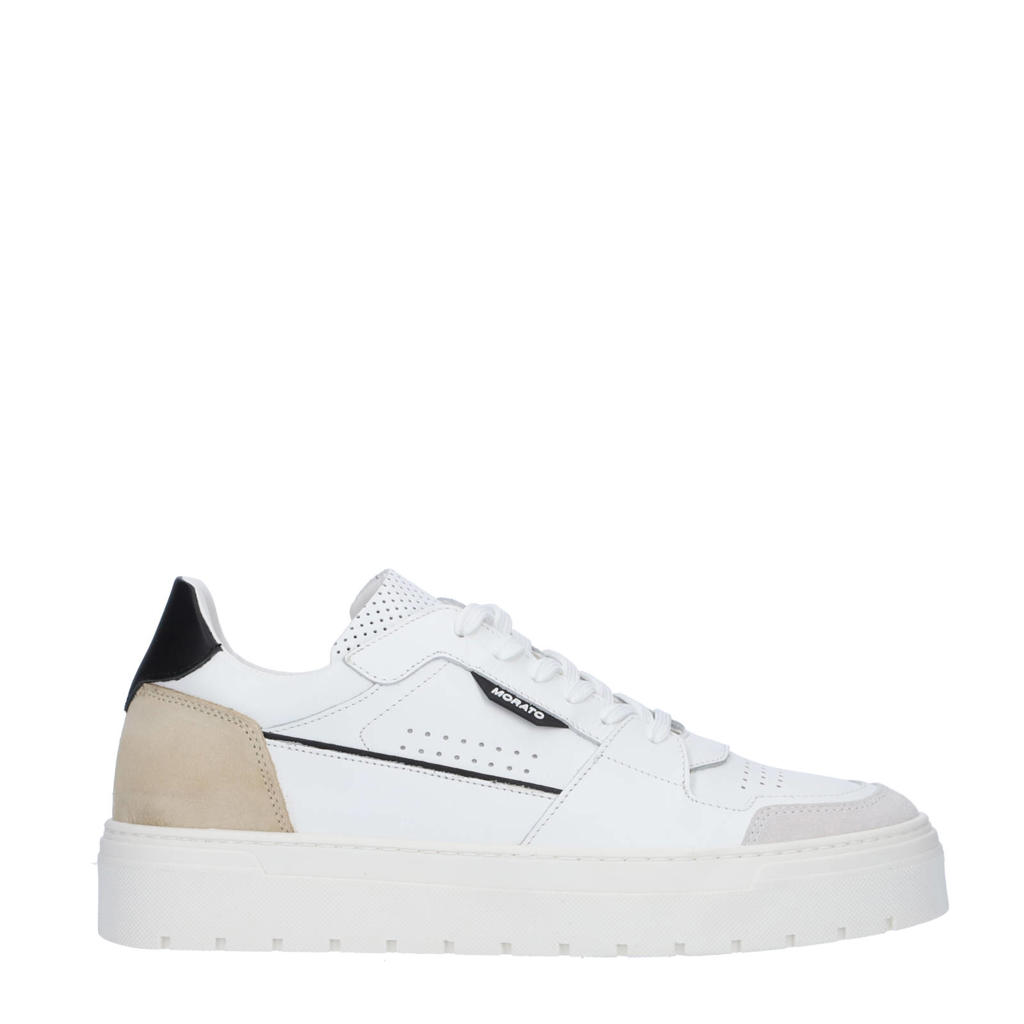 Witte heren Antony Morato Kilian leren sneakers met veters