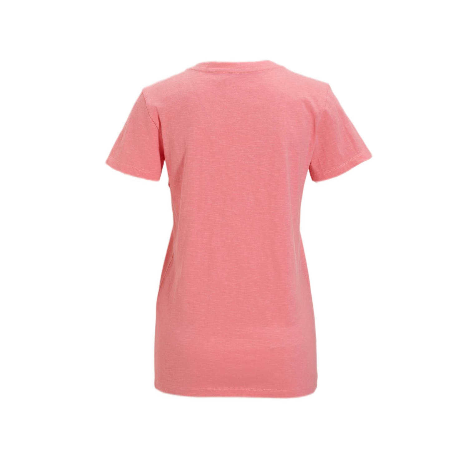 anytime T-shirt met V-hals roze