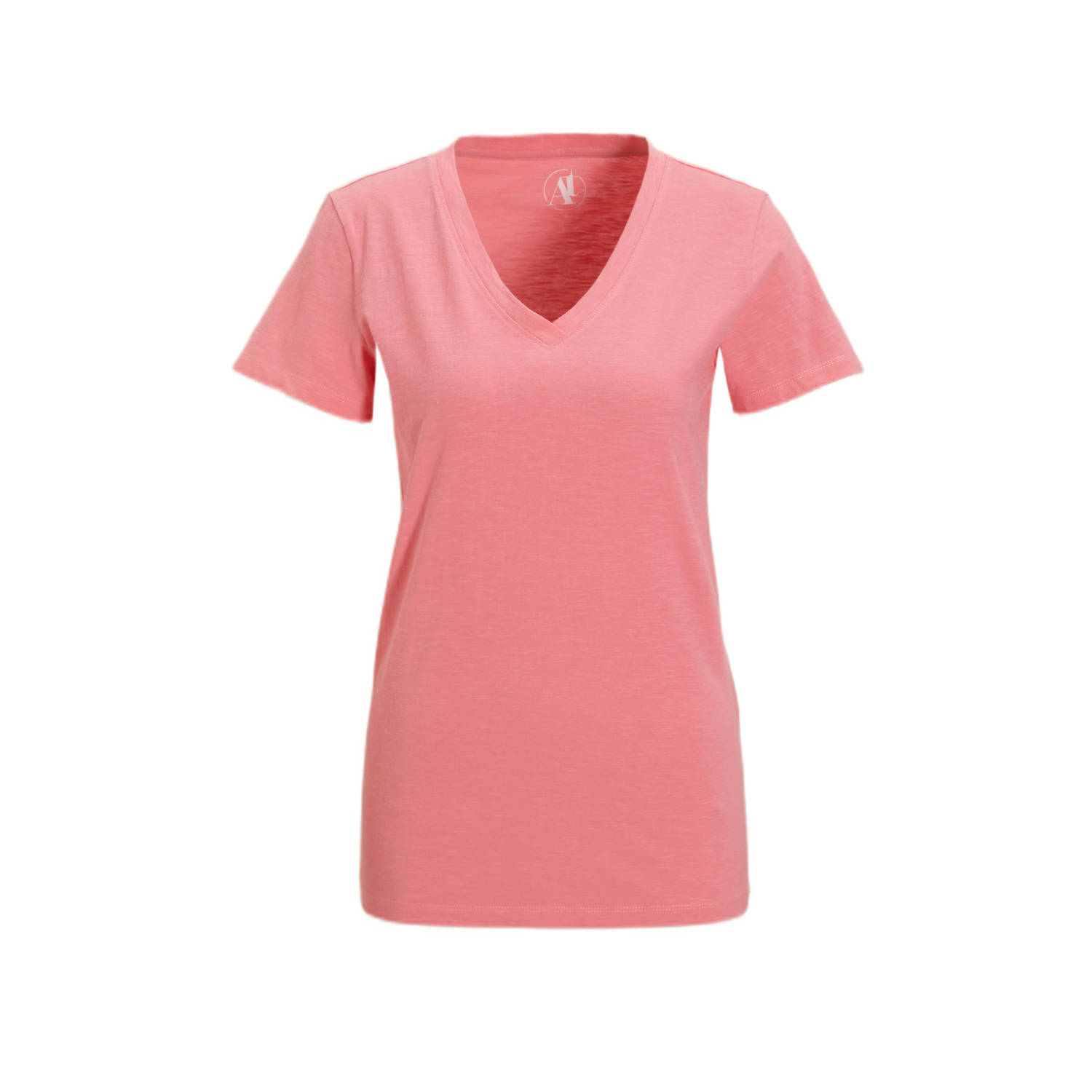 Anytime T-shirt met V-hals roze