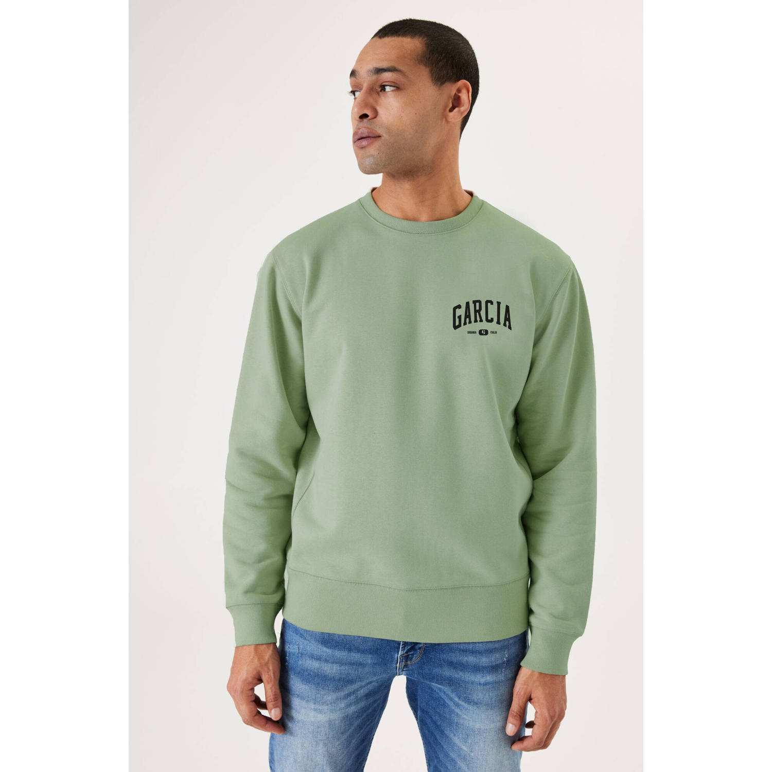 Garcia sweater met logo lichtgroen