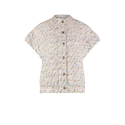 Tramontana tweed vest met all over print creme/lichtroze/mintgroen