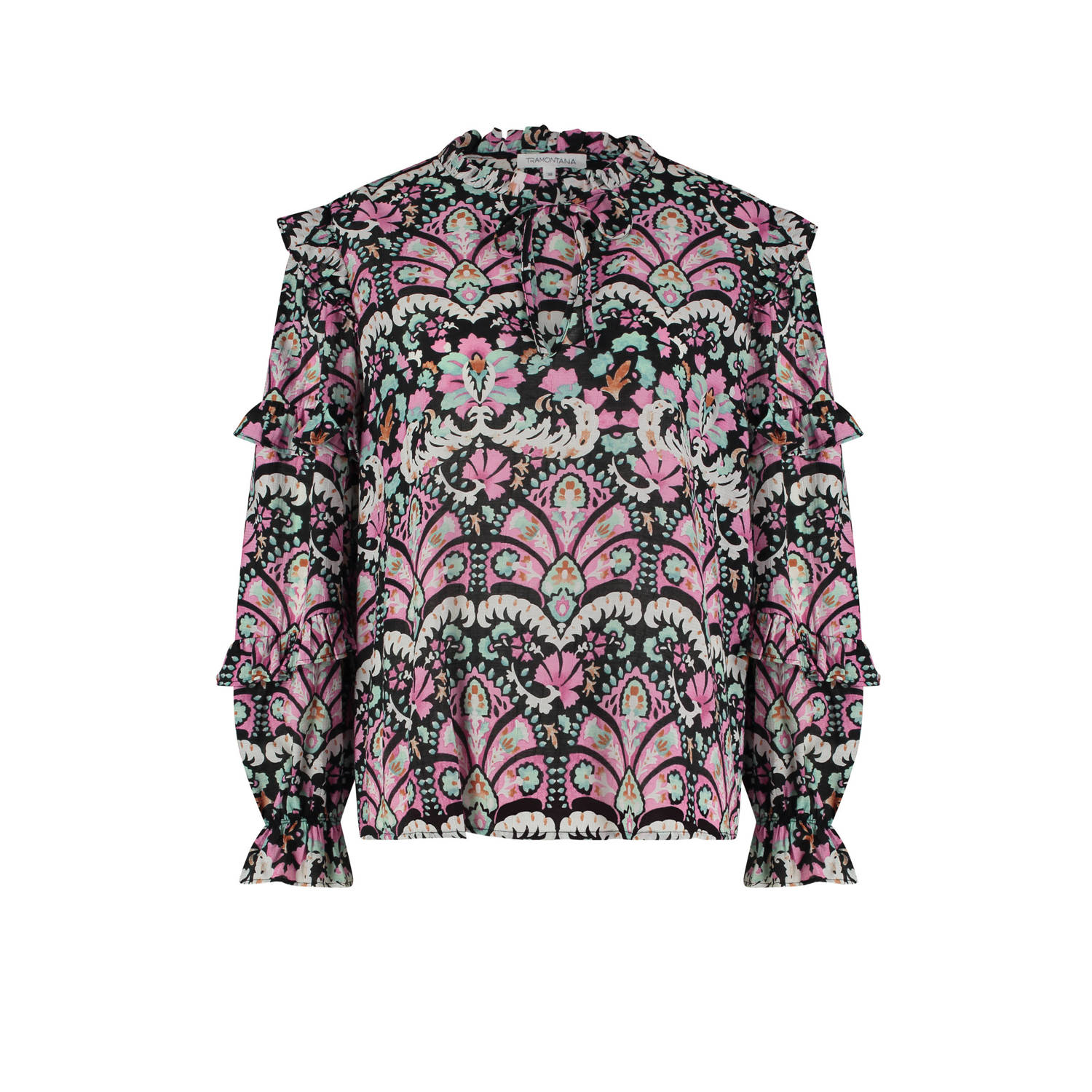 Tramontana blousetop met all over print en ruches multi