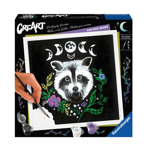 Ravensburger Pixie Cold Edition Raccoon - Schilderen op nummer voor volwassenen afbeelding