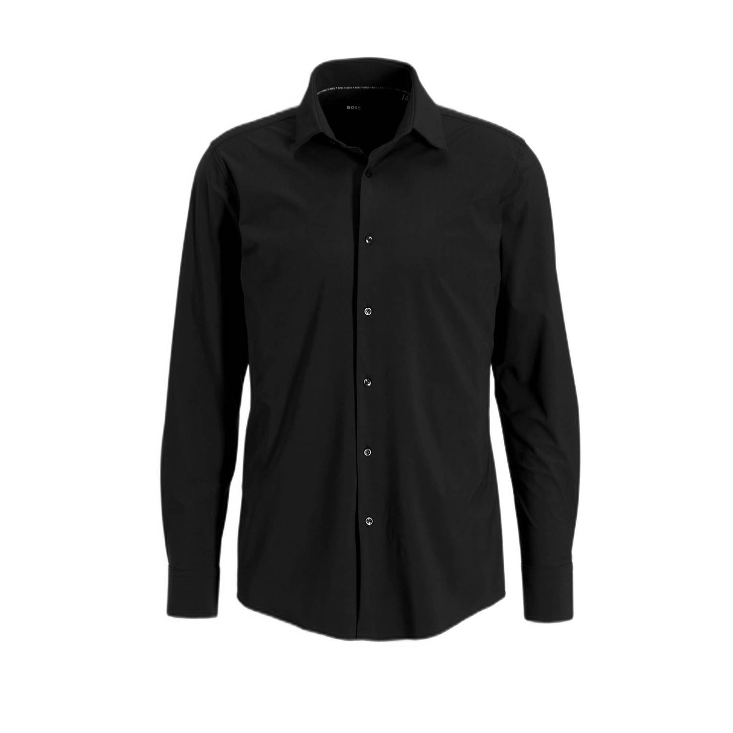 BOSS slim fit overhemd P-HANK black