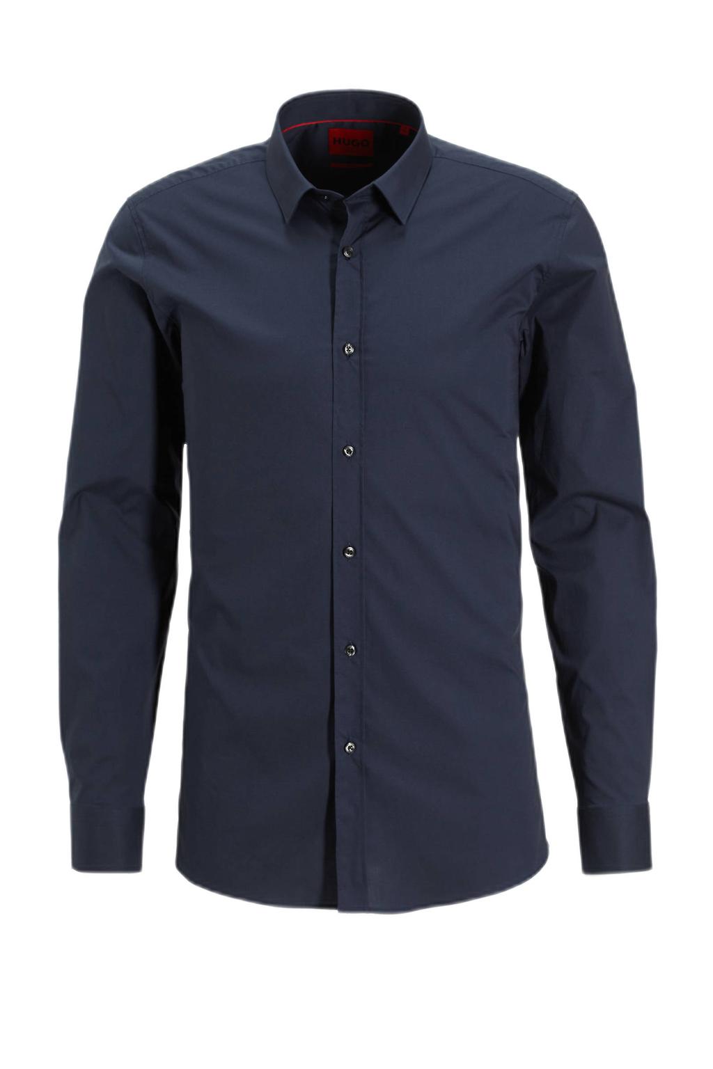 HUGO super slim fit overhemd Elisha02 navy | wehkamp
