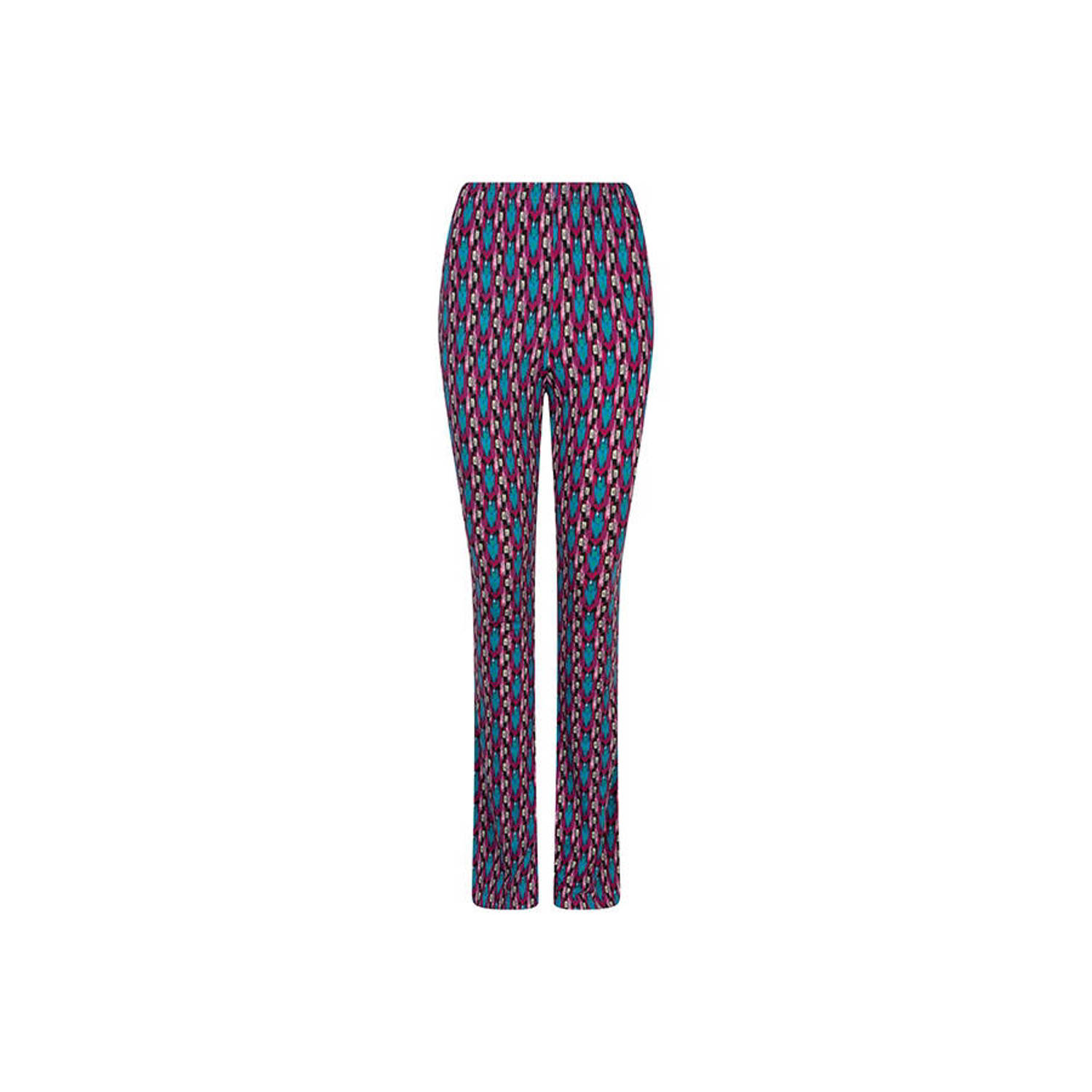 Lofty Manner high waist flared broek Harmony met all over print blauw fuchsia