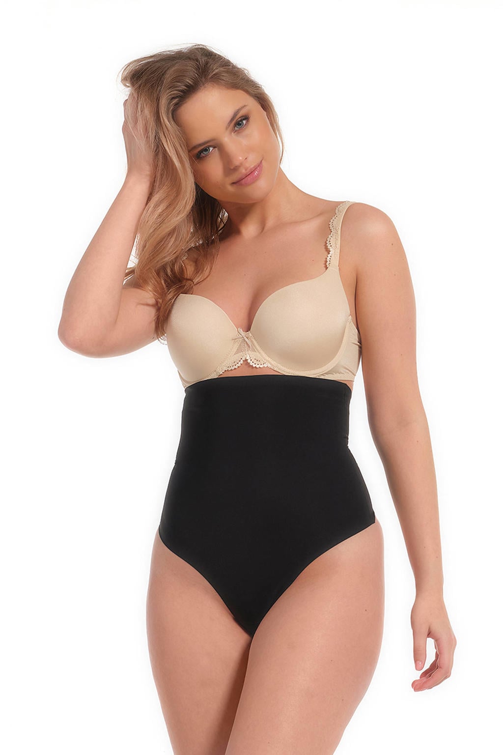 MAGIC Bodyfashion seamless high waist sterk corrigerende string Maxi Sexy Hi-Thong zwart