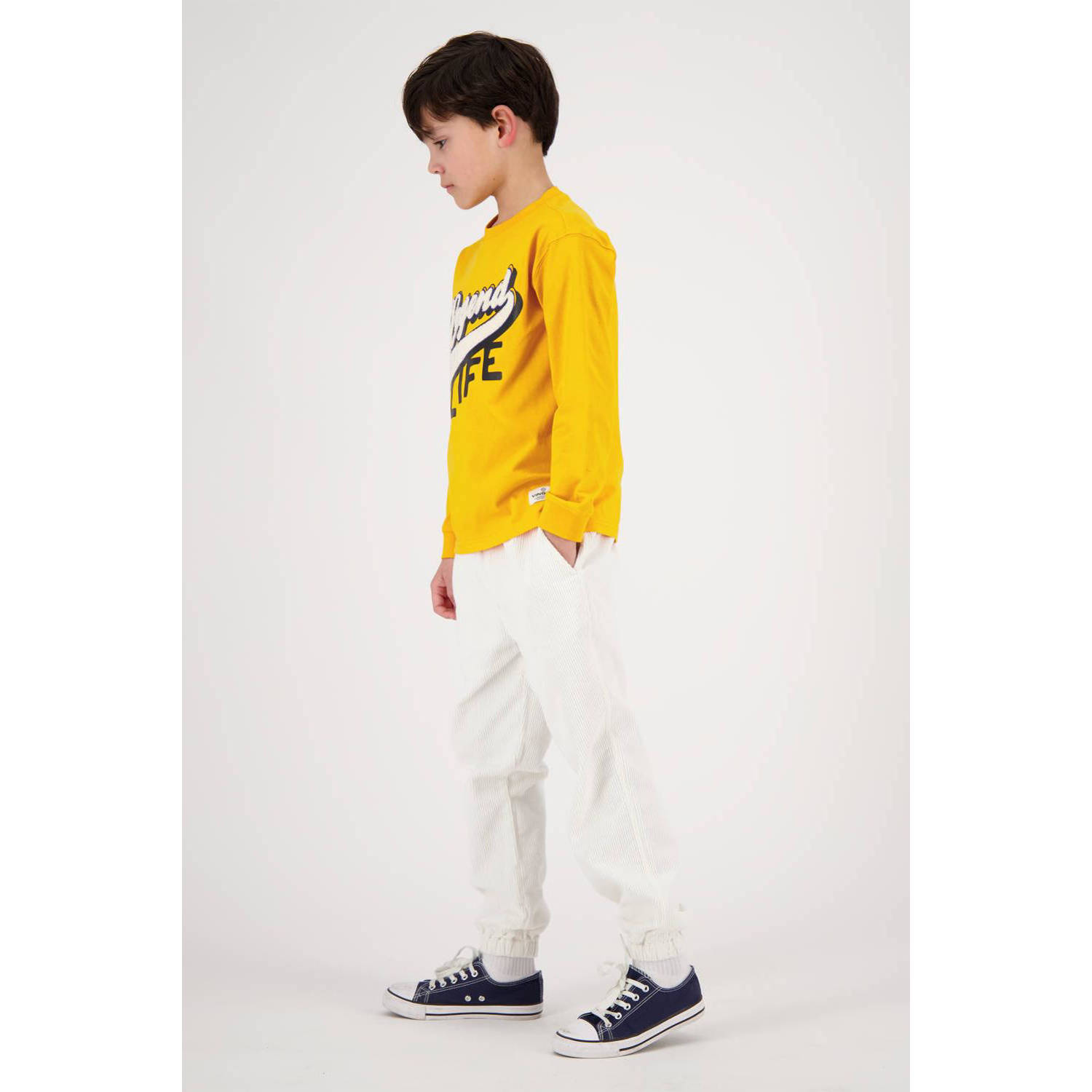 Vingino sweater Boris met printopdruk geel