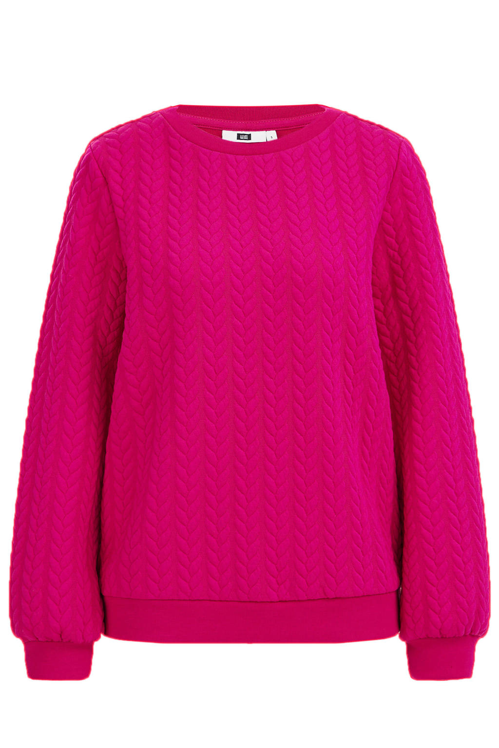 WE Fashion jersey sweater met textuur roze wehkamp