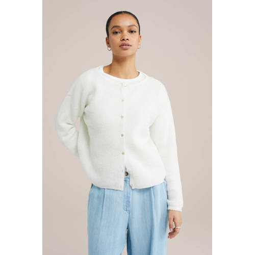 WE Fashion fijngebreid vest wit afbeelding