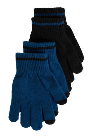 handschoenen - set van 2 donkerblauw/zwart