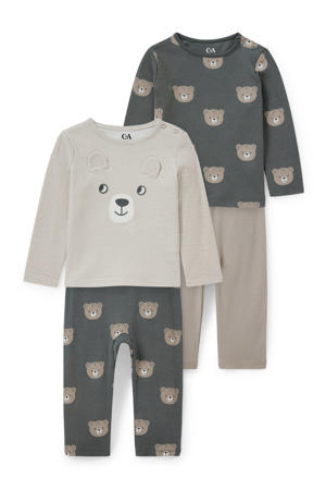   baby pyjama - set van 2 beige/donkergrijs