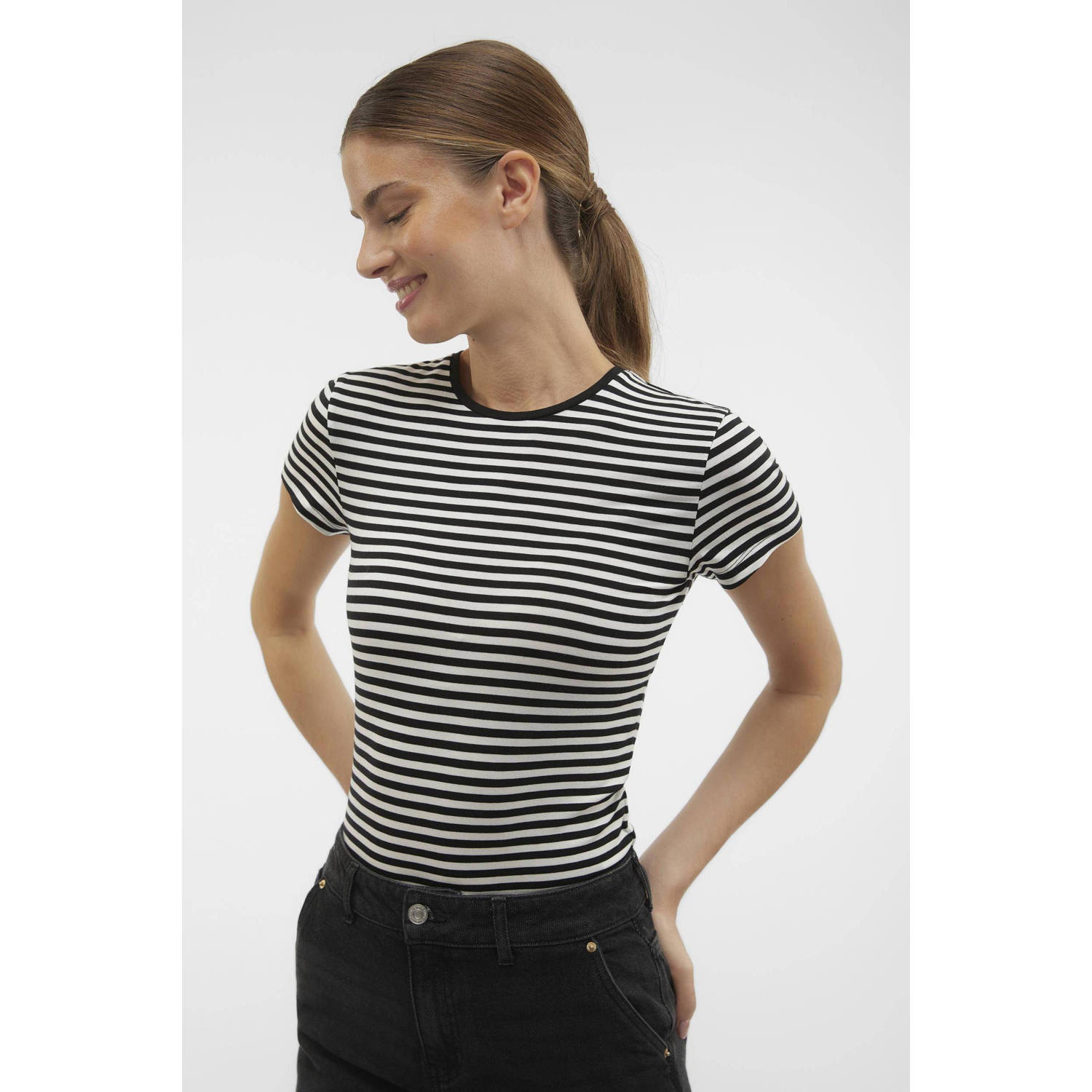 VERO MODA AWARE by gestreept T-shirt VMINES FIONA zwart