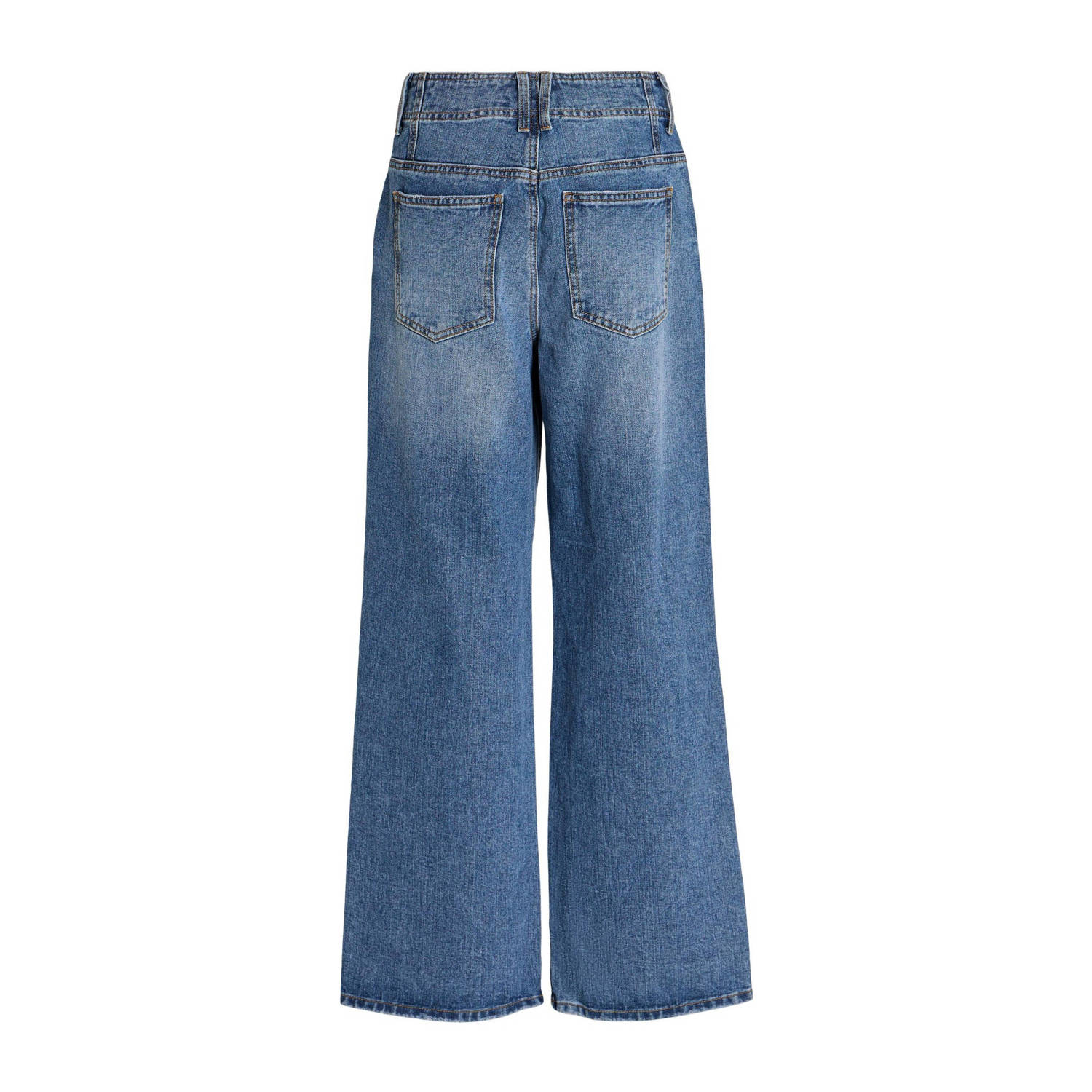 VILA Rouge by cropped high waist wide leg jeans VINORMA medium blue denim