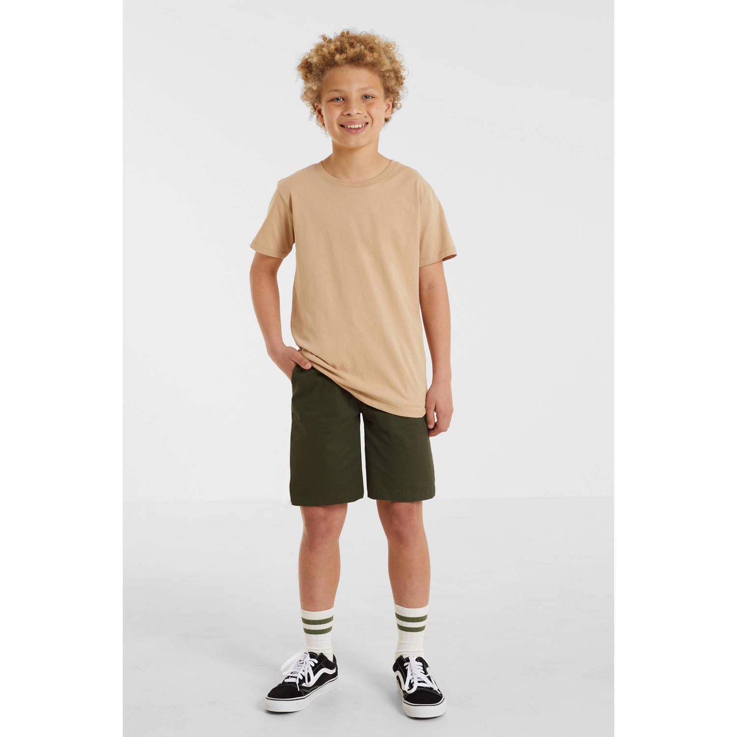 Anytime T-shirt beige Jongens Katoen Ronde hals Effen 158 164
