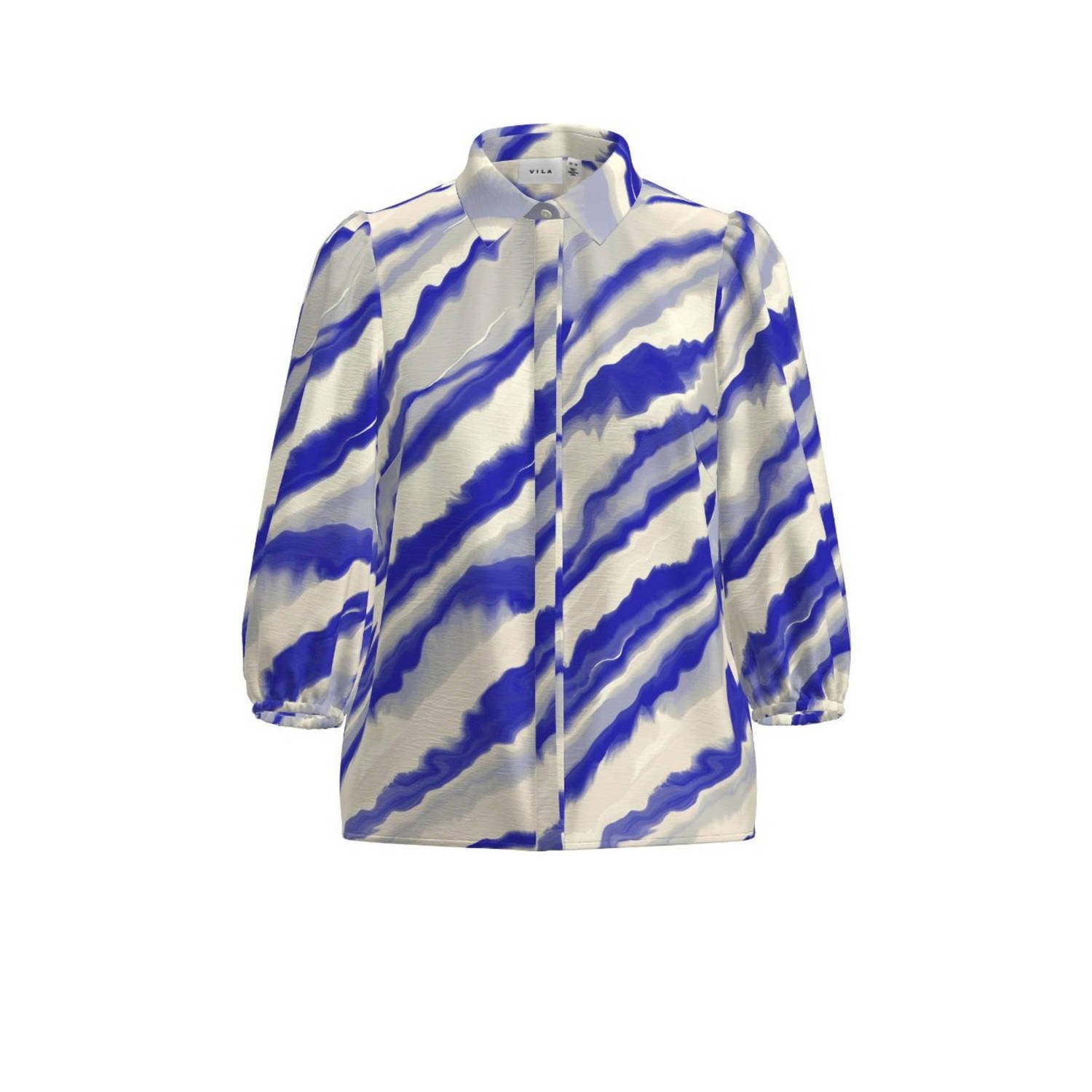 VILA blouse VIDOGMA met all over print grijs blauw