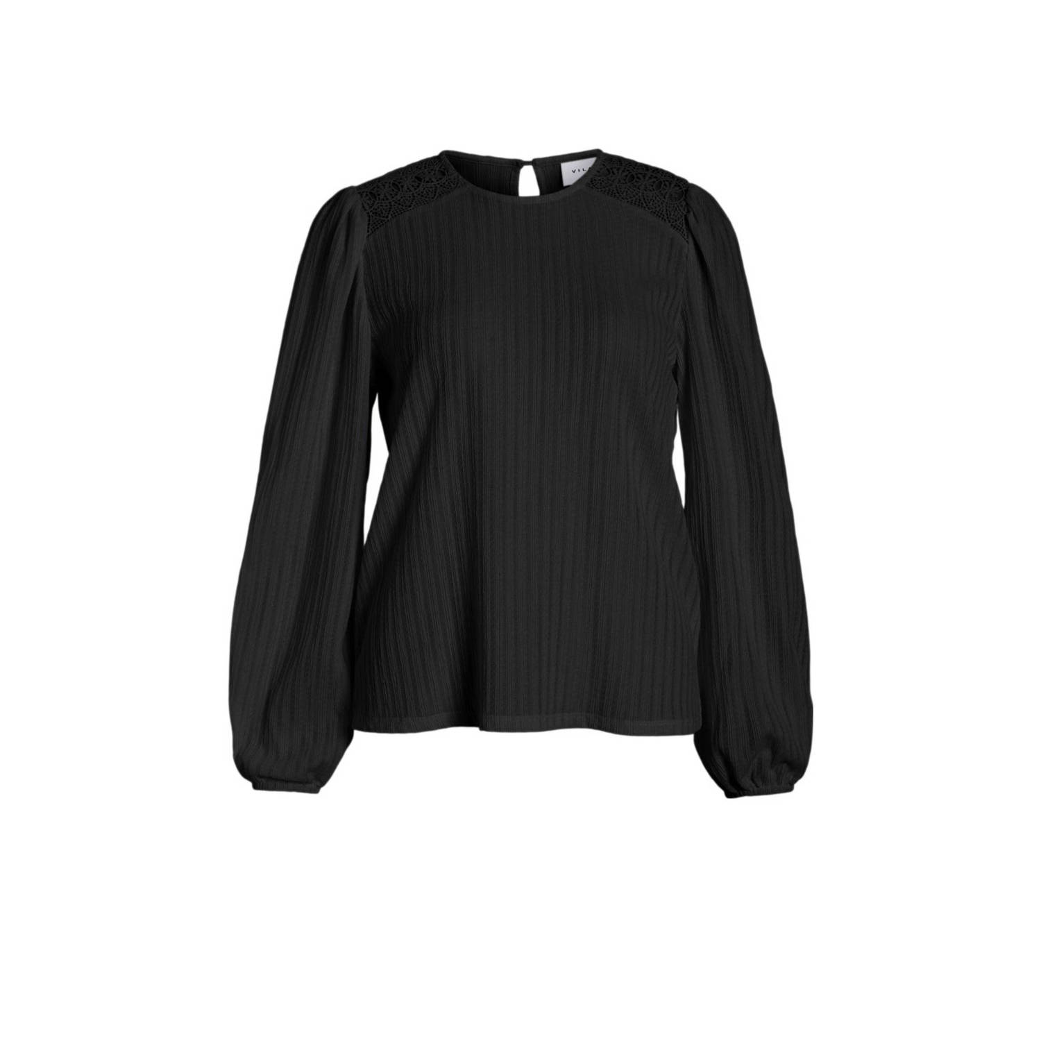 VILA top VIWHITNEY van polyester zwart