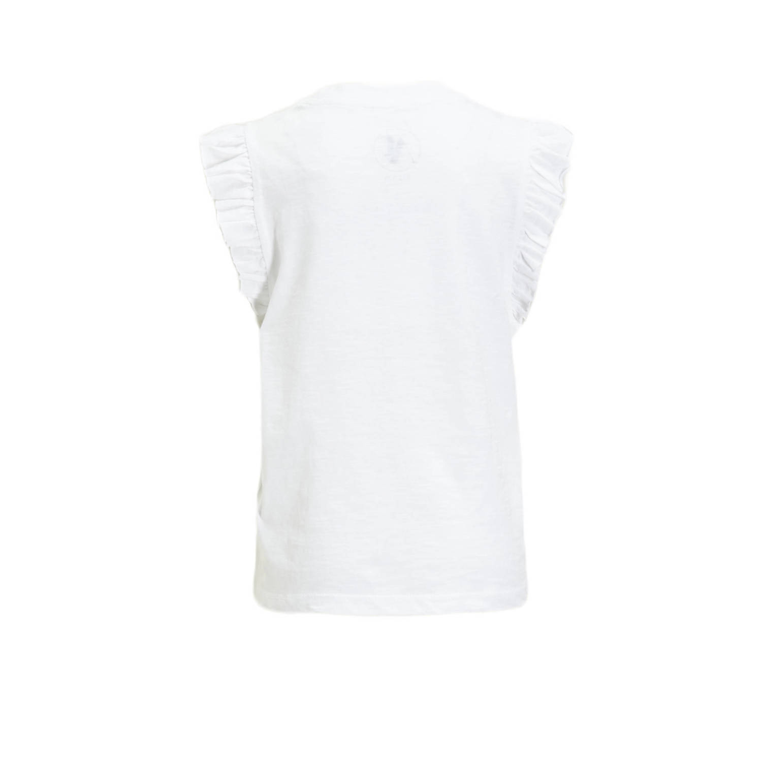 anytime T-shirt met ruffle wit