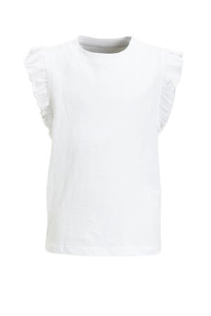 T-shirt met ruffle wit