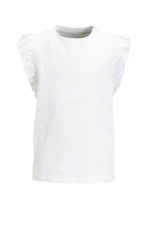 T-shirt met ruffle wit