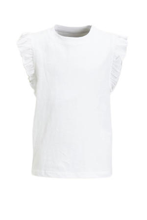 T-shirt met ruffle wit