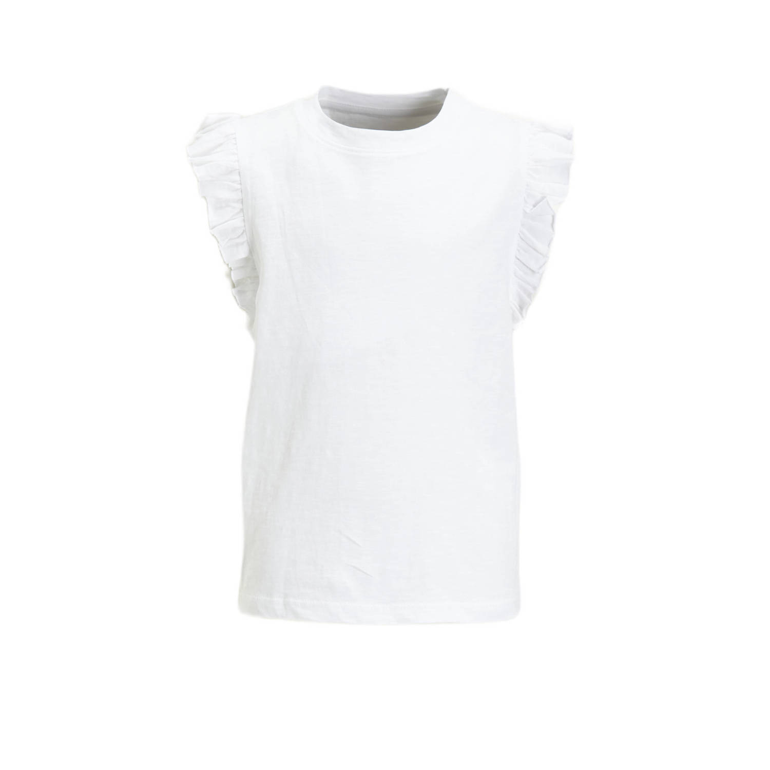 anytime T-shirt met ruffle wit