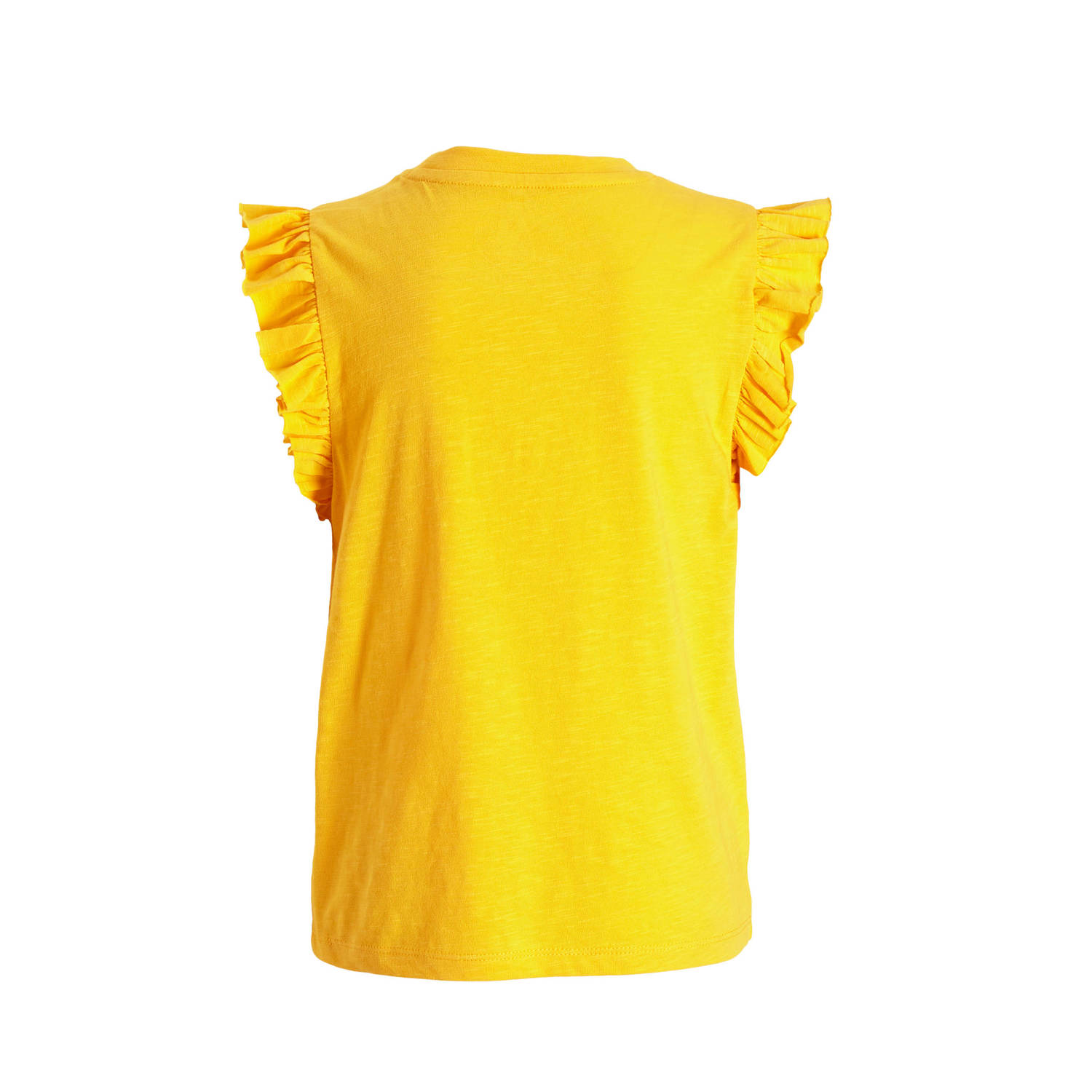 anytime T-shirt met ruffle geel