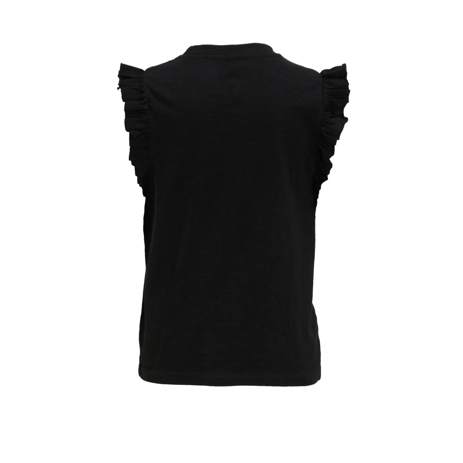 anytime T-shirt met ruffle zwart