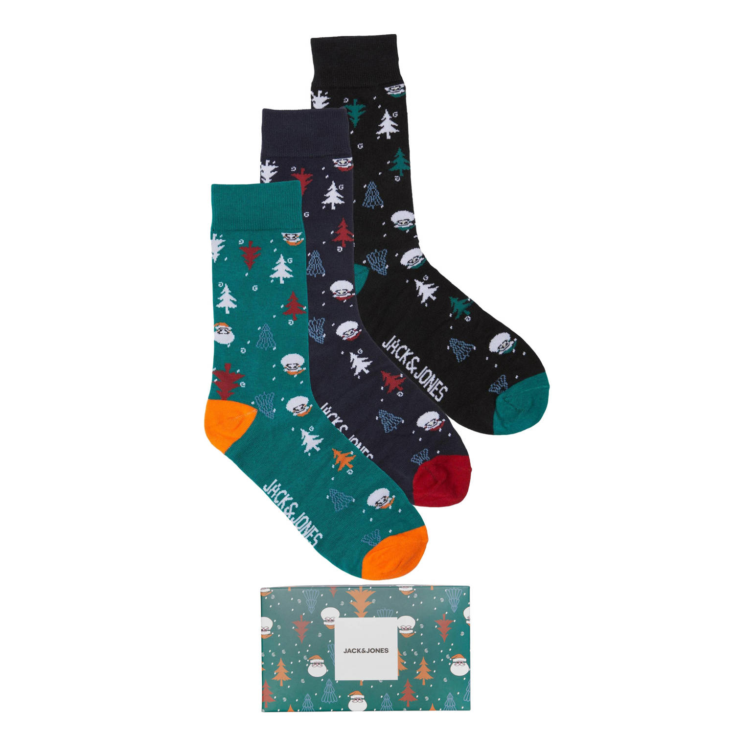 JACK & JONES giftbox sokken JACXMAS TREE set van 3 multi