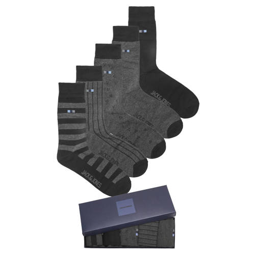 JACK & JONES giftbox sokken JACTOM - set van 5 zwart/grijs