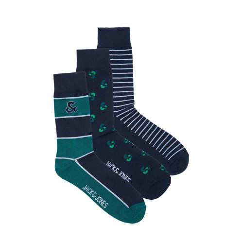 JACK & JONES sokken JACBASIC - set van 3 donkerblauw/groen