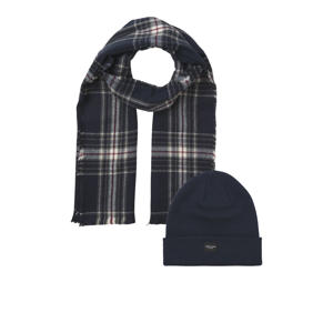 giftbox muts + sjaal JACFROST donkerblauw