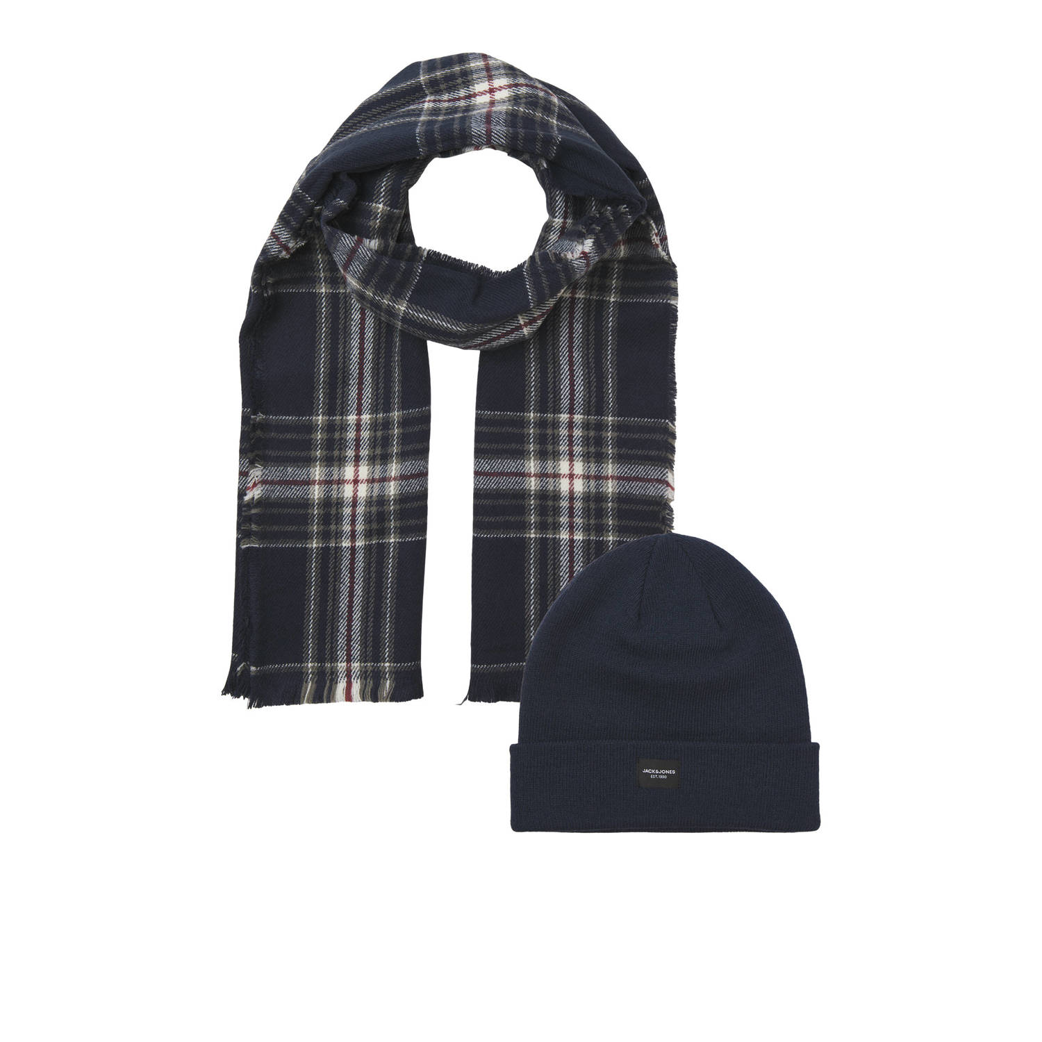 JACK & JONES giftbox muts + sjaal JACFROST donkerblauw