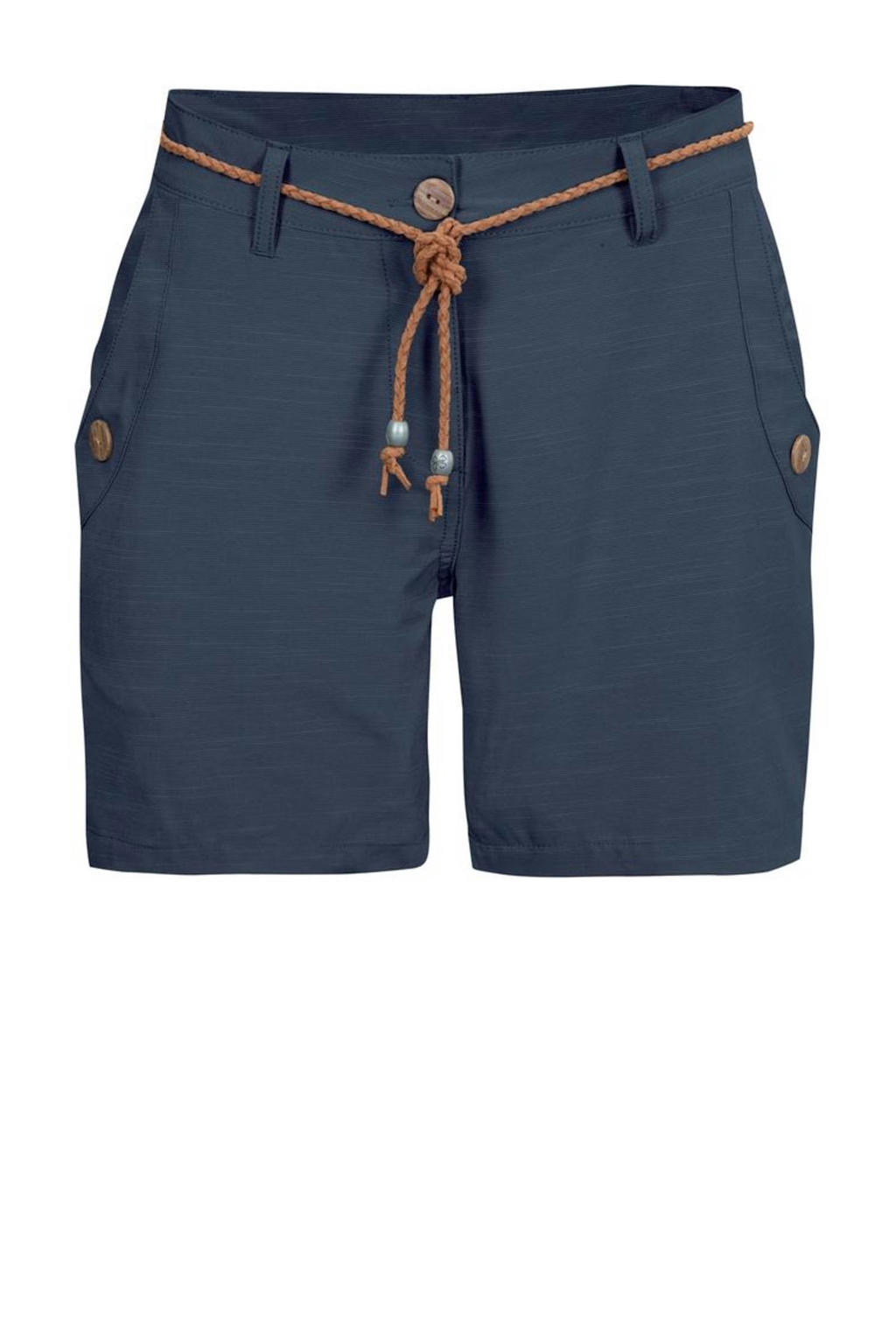 Donkerblauwe dames G.I.G.A. DX short van katoen met rits- en knoopsluiting en effen