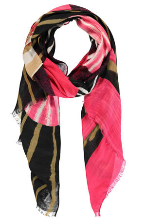 sjaal roze/zwart/beige
