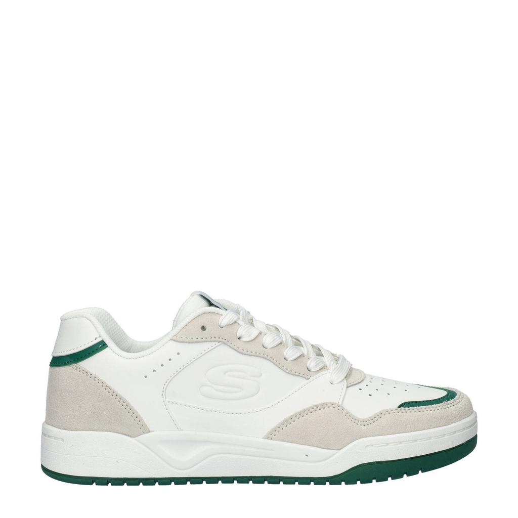Wit en groene heren Skechers Koopa Volley suède sneakers van imitatieleer met veters