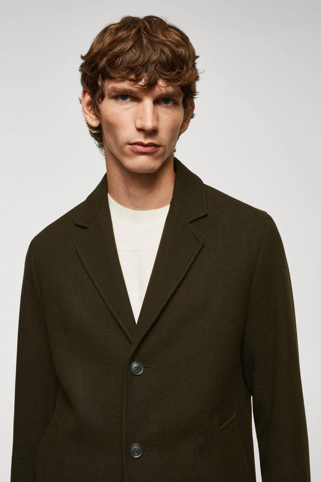 Mango Man hoodie met wol donkergroen